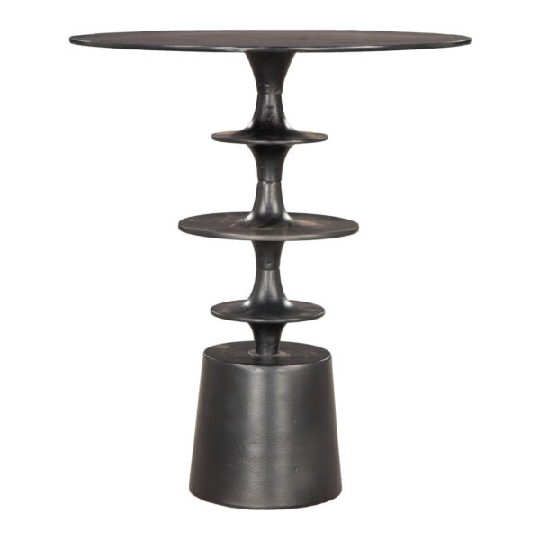 21" Black Distressed Aluminum Round Pedestal End Table