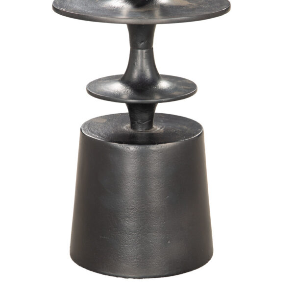 21" Black Distressed Aluminum Round Pedestal End Table