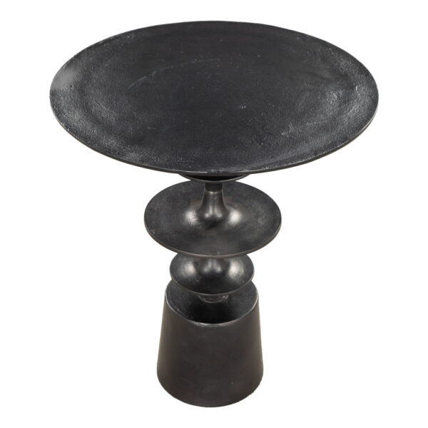 21" Black Distressed Aluminum Round Pedestal End Table