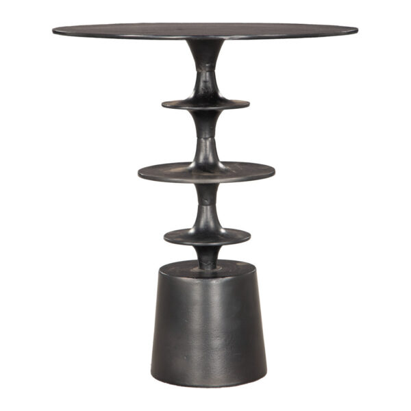 21" Black Distressed Aluminum Round Pedestal End Table