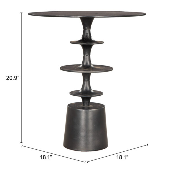 21" Black Distressed Aluminum Round Pedestal End Table