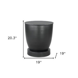 20" Black Iron Round Pedestal End Table