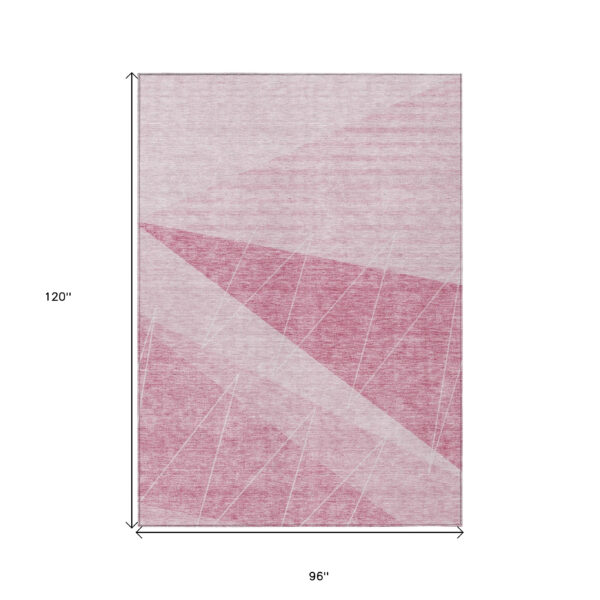 8' X 10' Pink Mauve And Blush Geometric Washable Indoor Outdoor Area Rug
