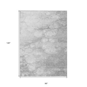 8' X 10' Silver Gray And Ivory Abstract Washable Indoor Outdoor Area Rug