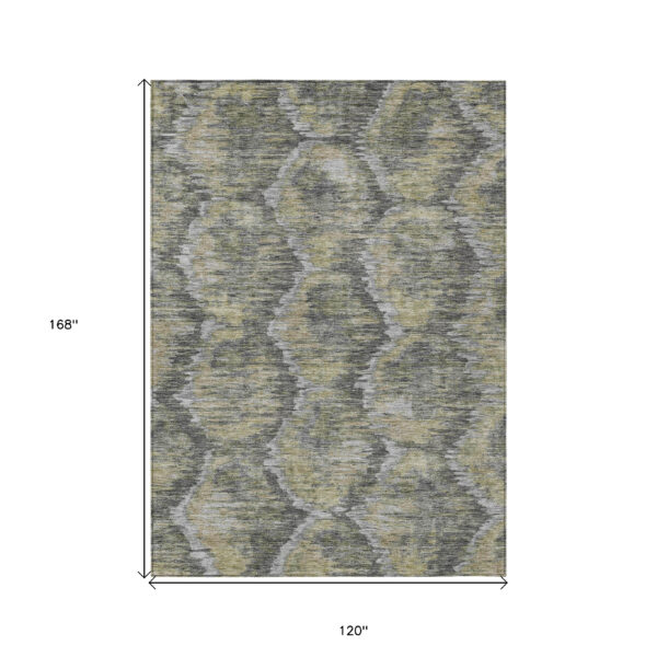 10' X 14' Gray Silver And Wheat Abstract Washable Indoor Outdoor Area Rug