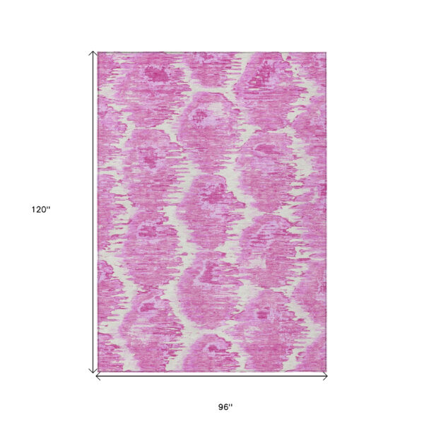 8' X 10' Pink Blush And Mauve Abstract Washable Indoor Outdoor Area Rug
