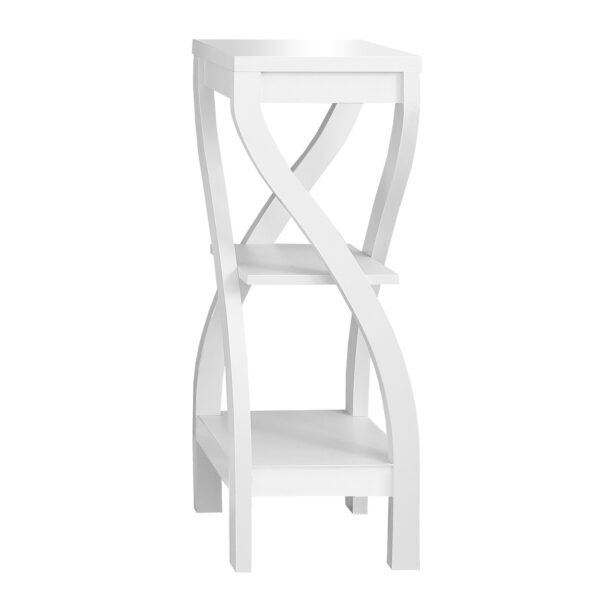 32" White Wood Square End Table With Two Shelves