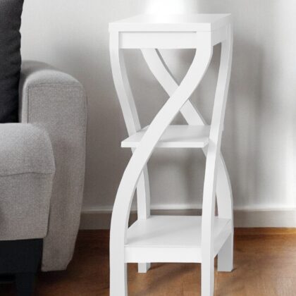 32" White Wood Square End Table With Two Shelves