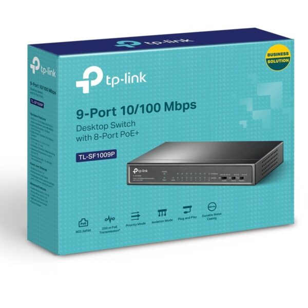 TP-Link TL-SF1009P - 9-Port 10/100Mbps Desktop Switch with 8-Port PoE+