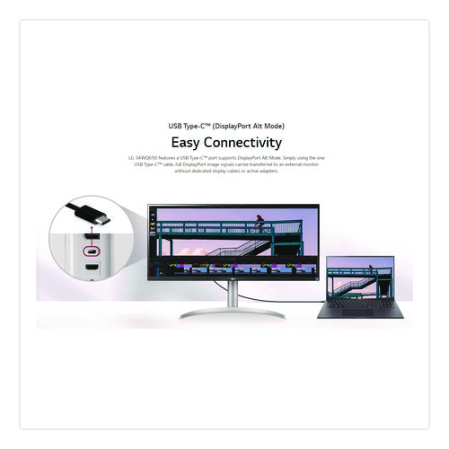 Ultrawide Flat LCD Monitor with Built-In Docking Station, 34" Widescreen, IPS Panel, 2560 Pixels x 1080 Pixels - Image 3