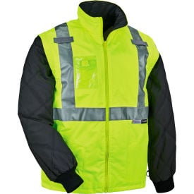 Ergodyne® GloWear® 8287 Hi-Vis Winter Jacket & Vest w/ Detachable Sleeves Small Lime