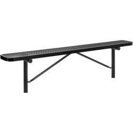 Global Industrial™ 8' Outdoor Steel Flat Bench Expanded Metal In Ground Mount Black