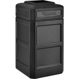 Global Industrial™ Square Plastic Waste Receptacle With Flat Lid 42 Gallon Black