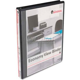 Universal® Round Ring Economy Vinyl View Binder 1/2"" Capacity Black