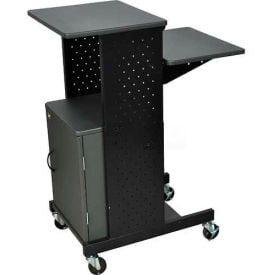 Luxor 4-Shelf Mobile Presentation Workstation with Cabinet 18""W x 30""D x 40-1/4""H Dark Gray