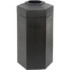 PolyTec™ Open Top Hex Waste Container Black 50-Gallon