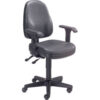 Interion® Task Chair With Mid Back & Adjustable Arms Leather Black