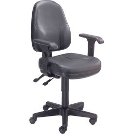 Interion® Task Chair With Mid Back & Adjustable Arms Leather Black