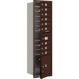 4C Horizontal Mailbox 56-3/4""H Single Column 9 MB1/1 PL Doors Front Load Bronze USPS