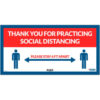 Global Industrial™ Red Thank you for Social Distancing Sign 24""W x 12""H Adhesive Vinyl