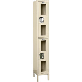 Global Industrial™ 2-Tier 2 Door Clear View Locker 12""W x 12""D x 78""H Tan Unassembled