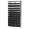 Quantum WR12-106 Chrome Wire Shelving With 55 4""H Shelf Bins Black 24x36x74