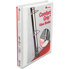 Universal® Comfort Grip Deluxe Plus D-Ring View Binder 1"" Capacity 8-1/2 x 11 White