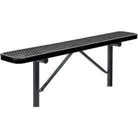 Global Industrial™ 6' Outdoor Steel Flat Bench Expanded Metal In Ground Mount Black