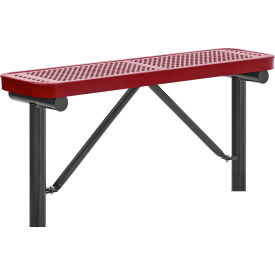 Global Industrial™ 4' Outdoor Steel Flat Bench Perforated Metal In Ground Mount Red
