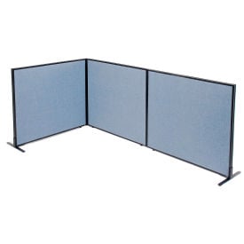 Interion® Freestanding 3-Panel Corner Room Divider 48-1/4""W x 42""H Panels Blue