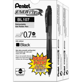 Pentel® EnerGel-X Retractable Gel Pen 0.7mm Metal Tip Black Ink/Barrel 24/Pack