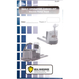 Replacement Checklist 70-1078 for Ideal Warehouse Electric Pallet Truck Checklist Caddy