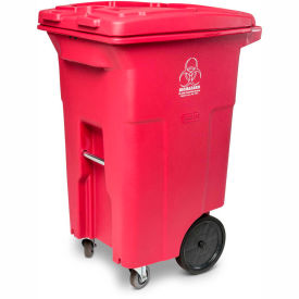 Toter 2-Wheel Medical Waste Cart w/Casters 64 Gallon Red - RMC64-00RED
