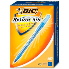 Bic® Round Stic Ballpoint Pen Medium Blue Ink 60/Box