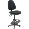 Interion® Synchro Work Stool - Fabric - 180° Footrest - Black