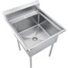 Global Industrial™ Stainless Steel Utility Sink W/8"" Backsplash 24""x24""x12"" Deep