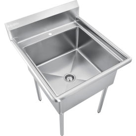 Global Industrial™ Stainless Steel Utility Sink W/8"" Backsplash 24""x24""x12"" Deep