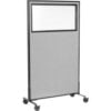 Interion® Mobile Office Partition Panel with Partial Window 36-1/4""W x 63""H Gray