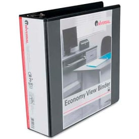 Universal® Economy D-Ring Vinyl View Binder 3"" Capacity Black