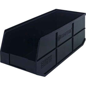Quantum Plastic Stackable Shelf Bin SSB483 8-1/4""W x 20-1/2""L x 7""H Black