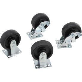 Global Industrial™ 6"" Caster Set w/ Brakes for Job Site Boxes HD Polypropylene