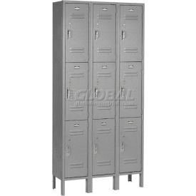 Global Industrial™ Paramount® 3-Tier 9 Door Locker 36""W x 15""D x 78""H Gray Unassembled