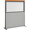 Interion® Deluxe Freestanding Office Partition Panel w/Partial Window 60-1/4""W x 97-1/2""H Gray