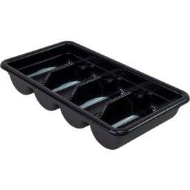 Quantum Four Compartment Cutlery Box 20-7/16""L x 11-3/8""W x 3-3/4""H Polypropylene Black