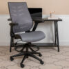 Flash Furniture High-Back Ergonomic Drafting Chair w/Adjustable Foot Ring & Flip-Up Arms - Dark Gray