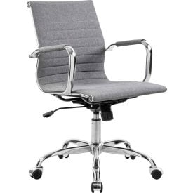 Interion® Conference Room Chair with Mid Back & Fixed Arms Fabric Gray