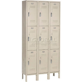 Global Industrial™ Paramount® 3-Tier 9 Door Locker 36""W x 15""D x 78""H Tan Assembled