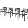 Global Industrial™ Stackable Outdoor Dining Arm Chair Black 4 Pack
