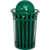 Global Industrial™ Outdoor Slatted Steel Trash Can With Dome Lid 36 Gallon Green