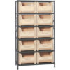 Quantum QSBU-700 Shelving With 10 Giant Hopper Bins Ivory 42x18x75